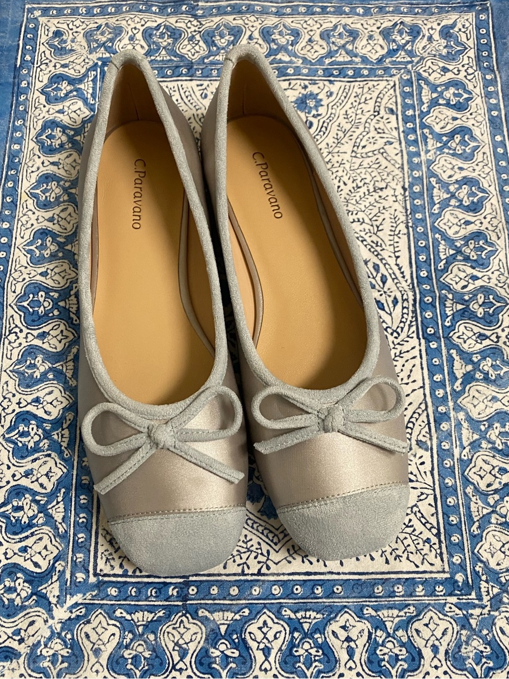Light Gray & Blue Ballet Flats - Women’s